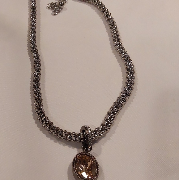 White House Black Market  Silver Necklace with Rose Gold Charm - Picture 4 of 6